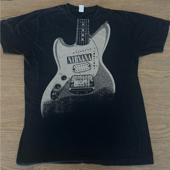 Tultex Tops - Rare Nirvana 2005 Guitar Graphic Shirt Black Band Tee Size M Official Tultex Tag